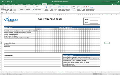 The Voodoo Trading Journal - Spreadsheet Format